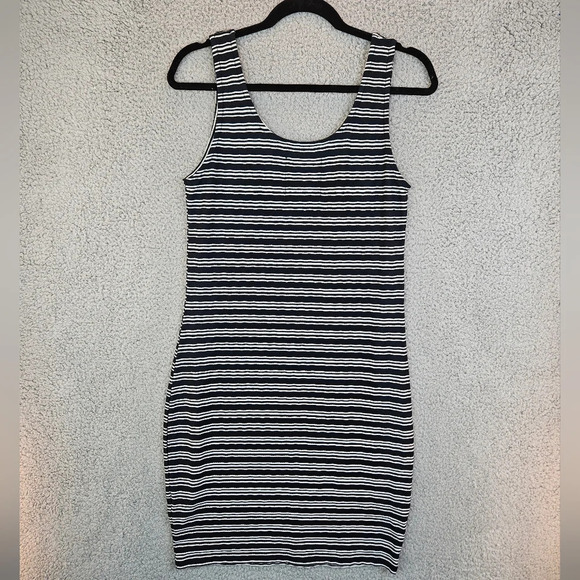 Superdry Black & White Striped Miami Stretch BodyCon Tank Dress sz 8. Summer - Picture 6 of 11